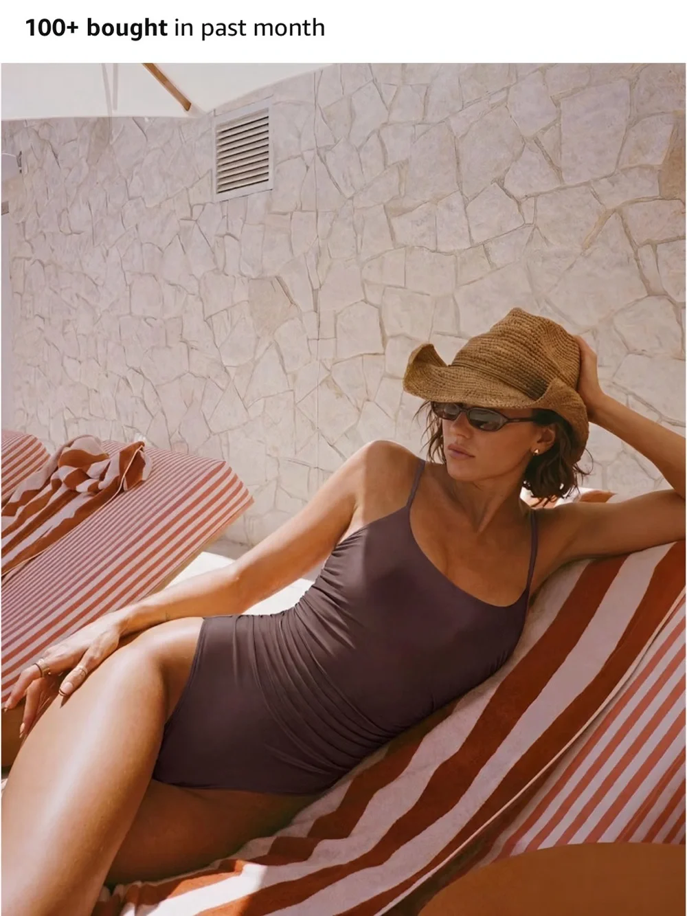 Women’s Scoop Neck One-Piece Swimsuit - Brown